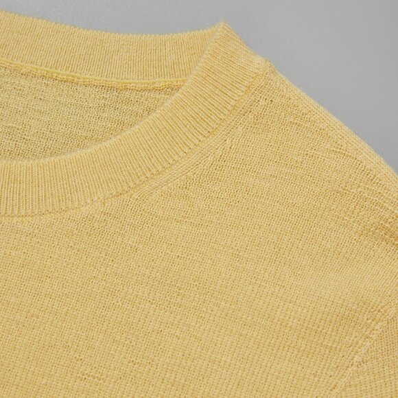 CHICJOC Yellow 100% Timeless Cashmere Sweater Size 40 - Picture 8 of 9